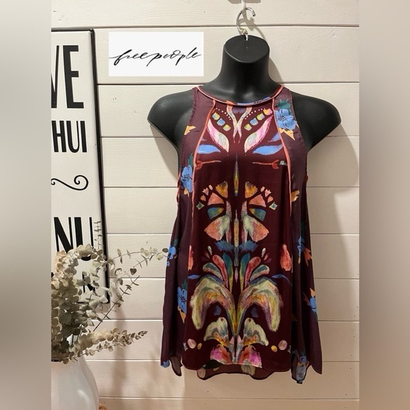 FREE PEOPLE burgundy satin tunic size S - Picture 5 of 8